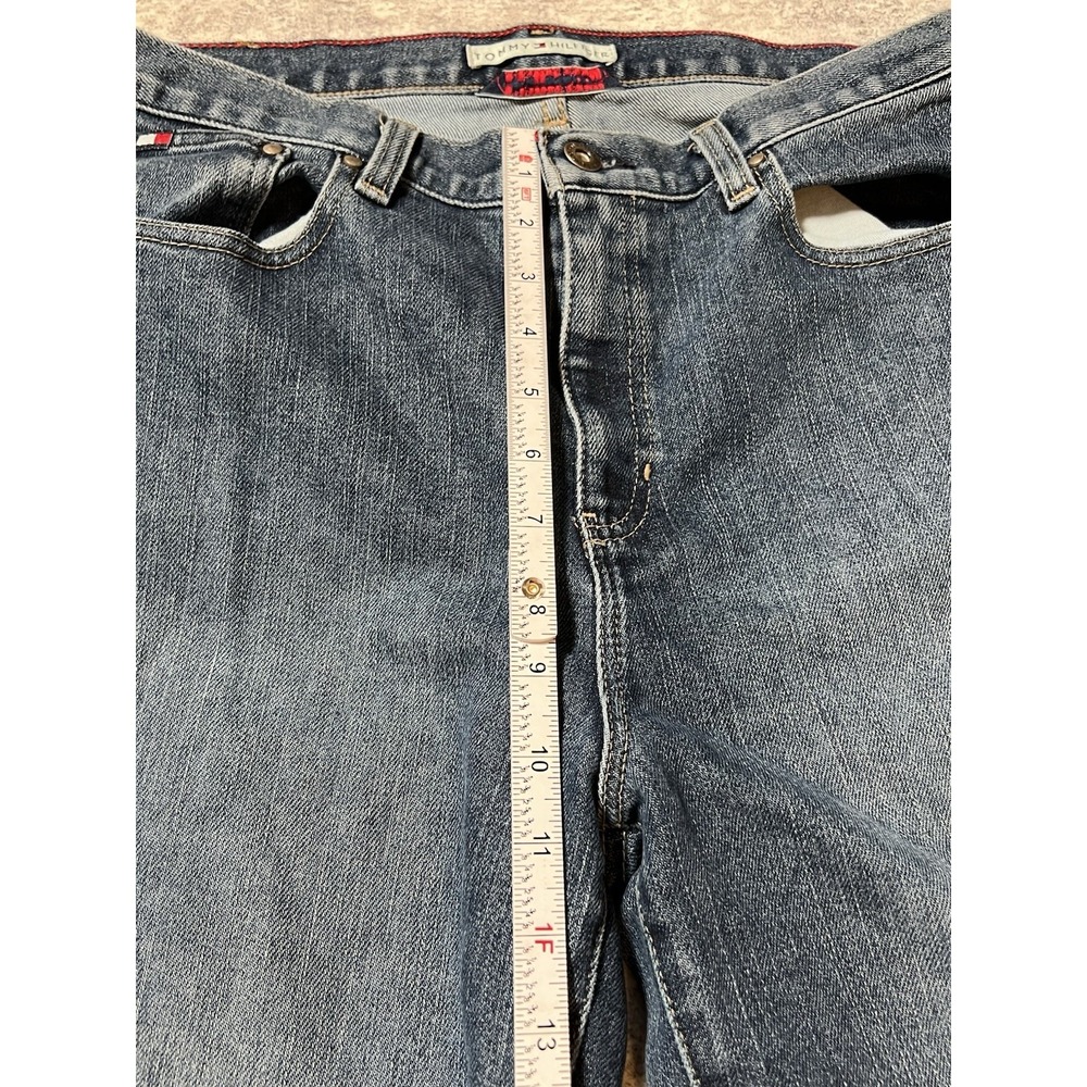 Y2K Tommy Hilfiger Hipster Bootcut Jeans Womens 34x32 Blue Denim Hip Hop Grunge - Picture 15 of 16